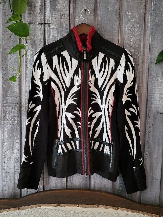 Orly Sweaters - Abstract Knit Full Zip Cardigan Jacket Sweater Women Size S Small